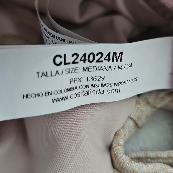 NWT Cosita Linda Elegant Palm Print One-Piece Swimsuit:Tan/brown/navy: Size- Med - Picture 13 of 13